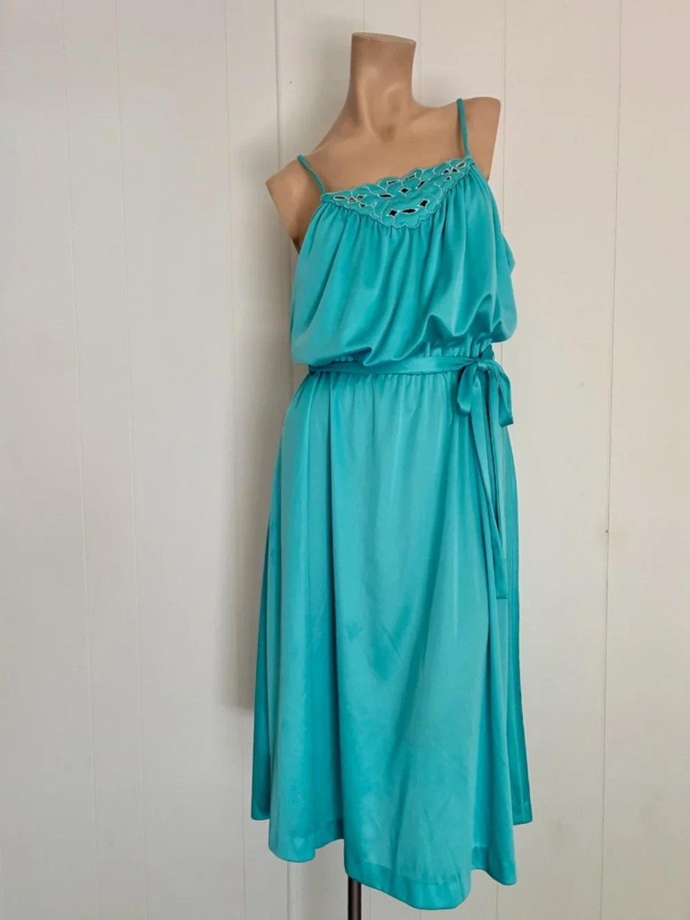 VTG 1970s Blue Disco Dress w Bolero Jacket Sz L - Picture 1 of 8